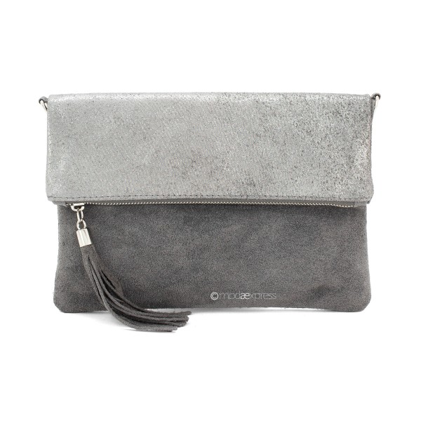 Foldover Sparkly Suede Leather Clutch ITAC00426